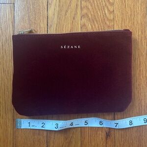 Sézane Burgundy Velvet Pouch 5x8